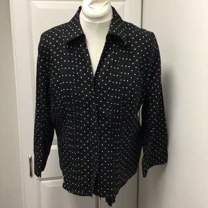 Kim Rogers Women’s Long Sleeve Button Down Linen Shirt, Black, size XL